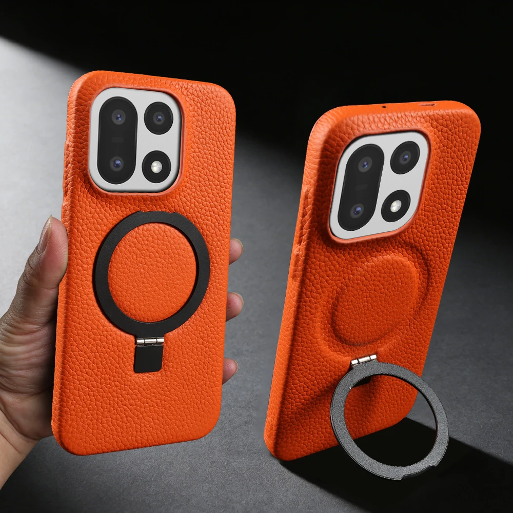 

Phone Case For OnePlus 15 13S 13T 10T 12 11 Nord N100 CE3 Ace5 Ace 5 Pro 2 3 Genuine Leather Case Magnetic Bracket Stand Ring