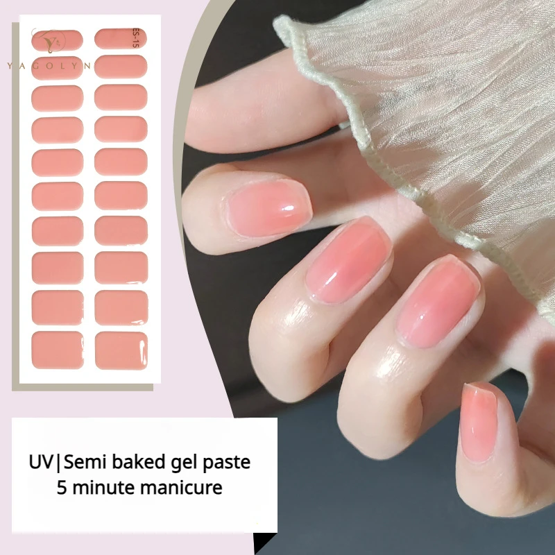 Halb gehärteter UV-Gel-Aufkleber 20 Spitzen French Gel Nagelst reifen Schieber Kleber wasserdicht langlebige Full Cover Gel Nagel dekoration