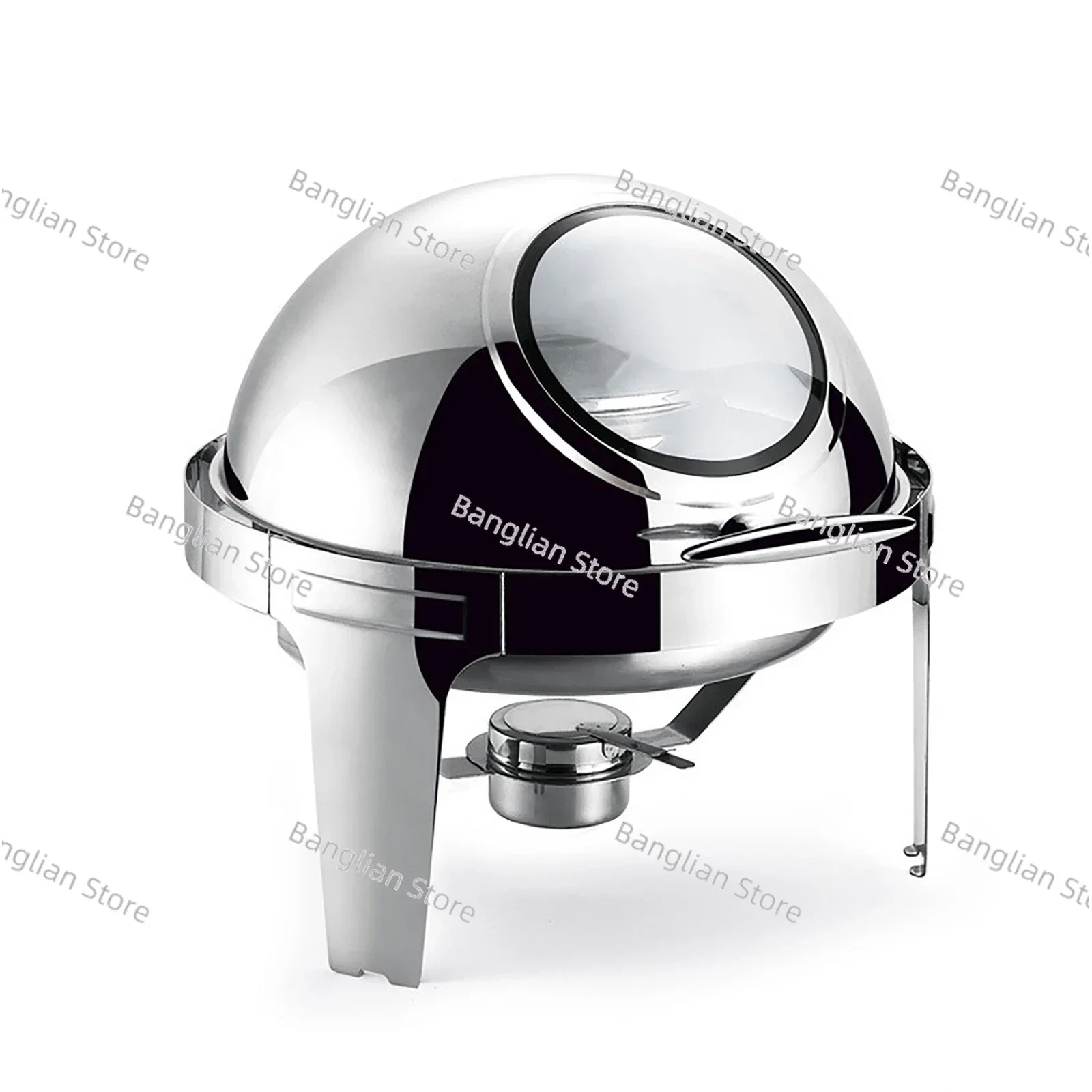 Golden Stainless Steel Chafing Dish, Solid Buffet, Alcohol Stove, Household, Commercial Removable, Round Food Warmer, Restaurant