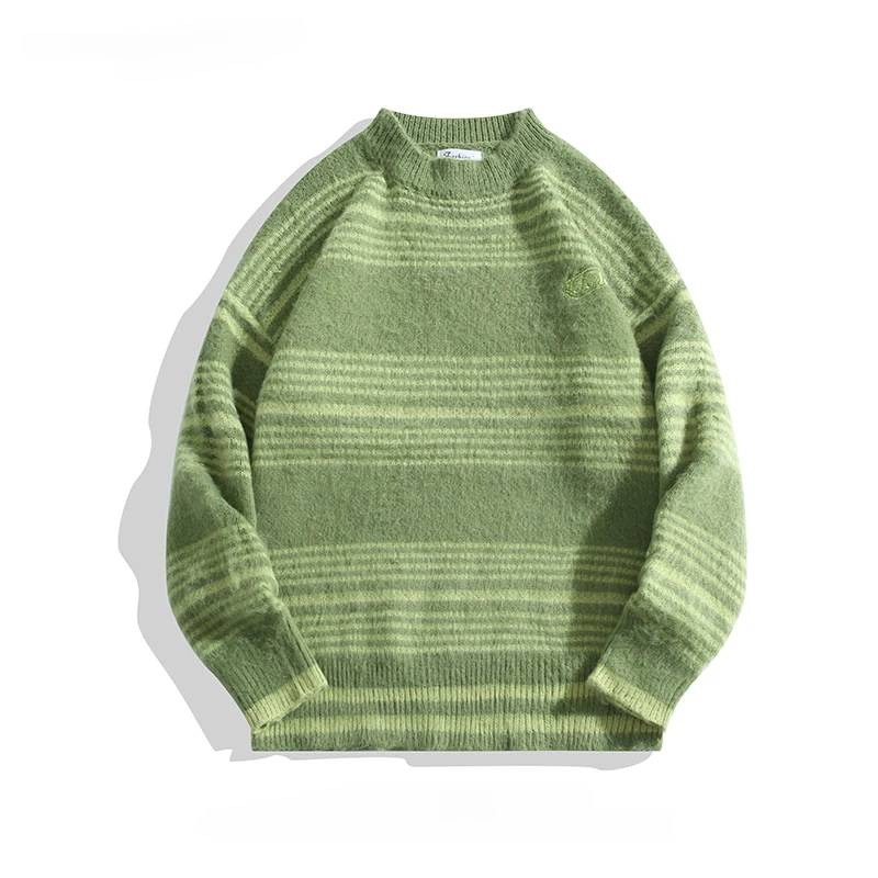 Contrast Color Striped Sweater for Men/Women Japanese College Style Lazy Retro Loose Versatile Casual Pullovers Knitted Tops