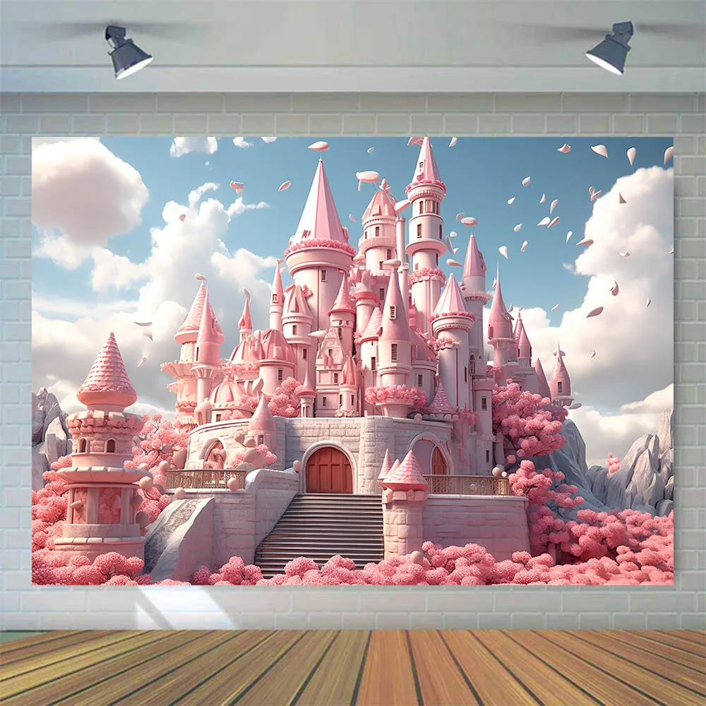 모시카 핑크 성 사진 촬영용 어린이 배경, 소녀 어린이 생일 파티 장식, 사진 배경, 사진 스튜디오 포토콜 소품