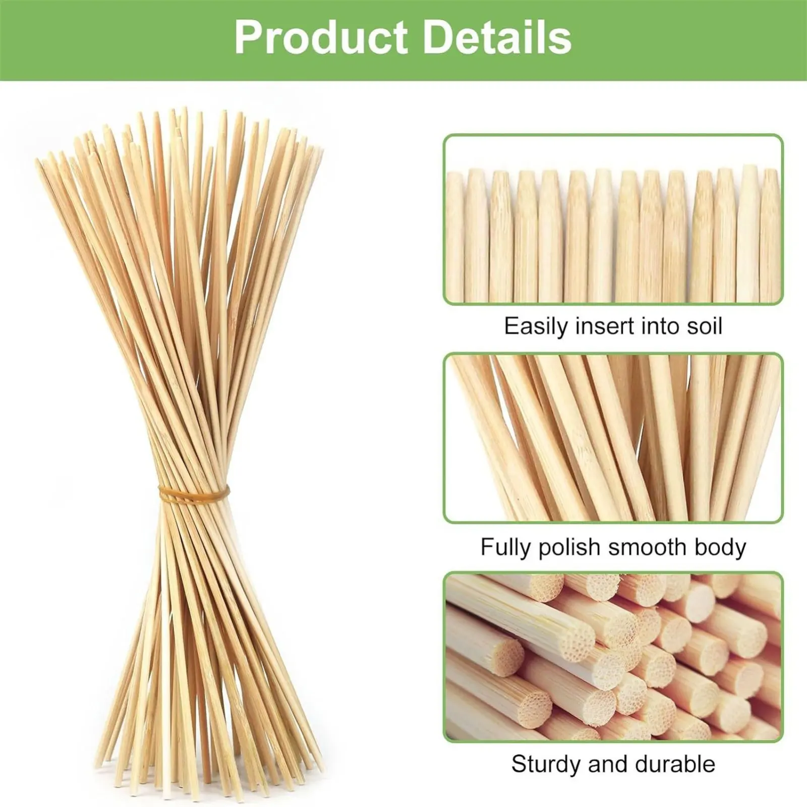 Bamboo Plant Support Stakes Natural Garden Seedling Holders for Tomatoes Peas Greenhouse Plants Holder Support Gardening Tool