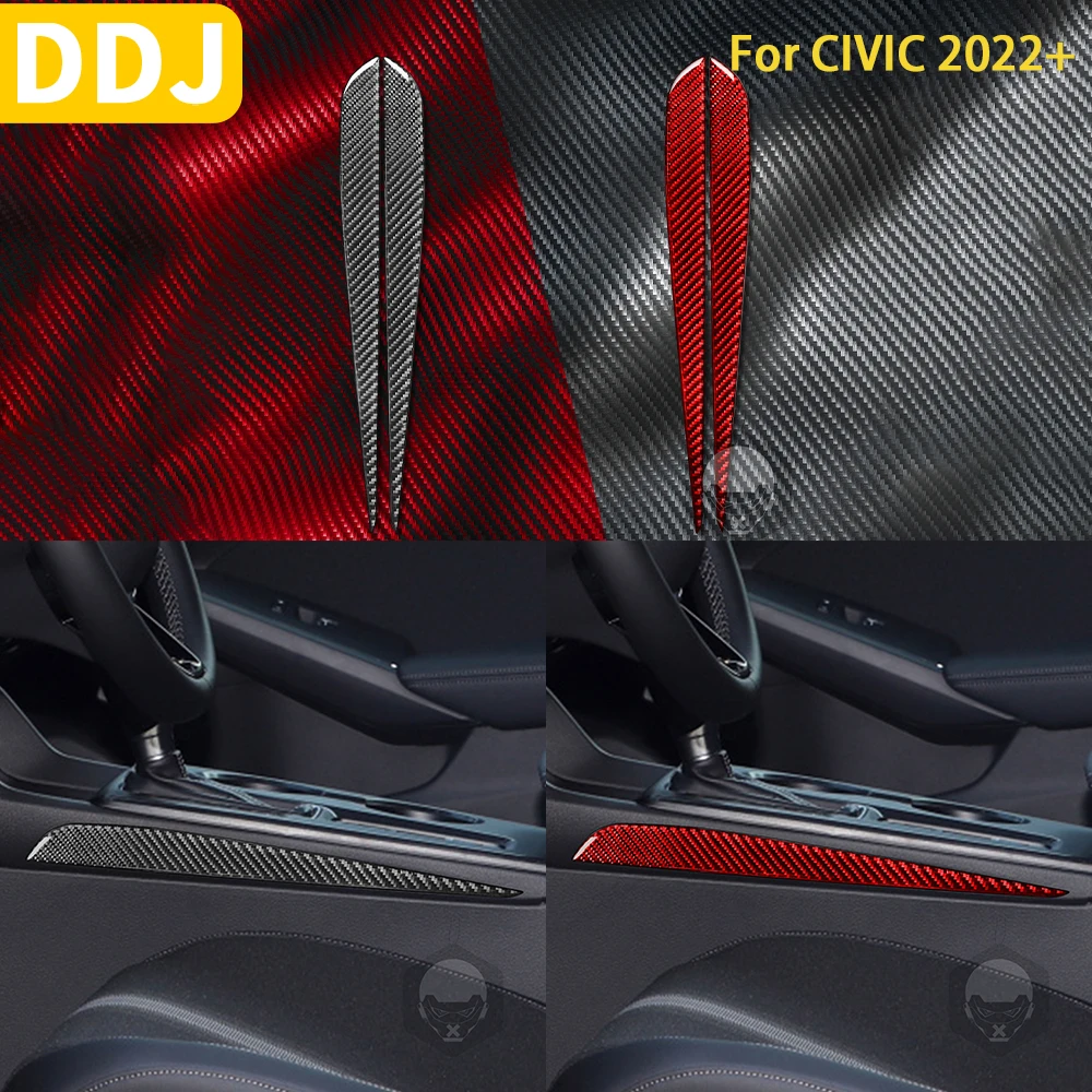 

For Civic 2022 Accessories Carbon Fiber Car Interior Center Shift Side Trim Strip Panel Sticker Decoration