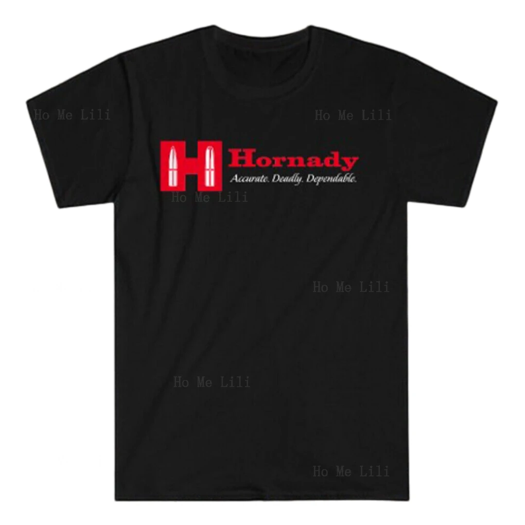 Hornady Guns Firearms Company Logo Mens Black Cotton  Casual Short Sleeve Tees Tops Harajuku Streetwear Oversized Tshirt