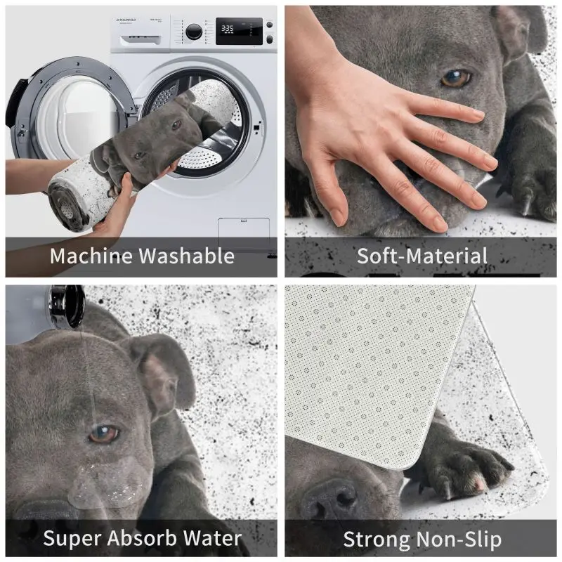 Cute Staffordshire Bull Terrier Dog Doormat Anti-Slip Kitchen Bath Mat Toilet Door Floor Entrance Carpet Rug Bedroom Footpad