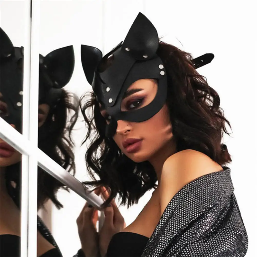 Vrouwen Maskers Vrouwelijke Leren Masker Half Gezicht Fox Cosplay Lederen Halloween Party Ball Punk Volwassen Spel Speelgoed Benodigdheden