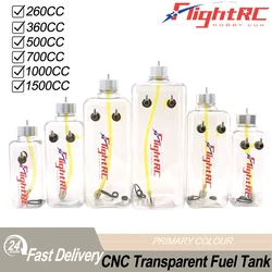 RC yakıt tankı şeffaf plastik şişe 260/360/500/700/1000/1500 ML/CC CNC alüminyum alaşım gaz ve Nitro uçak modeli