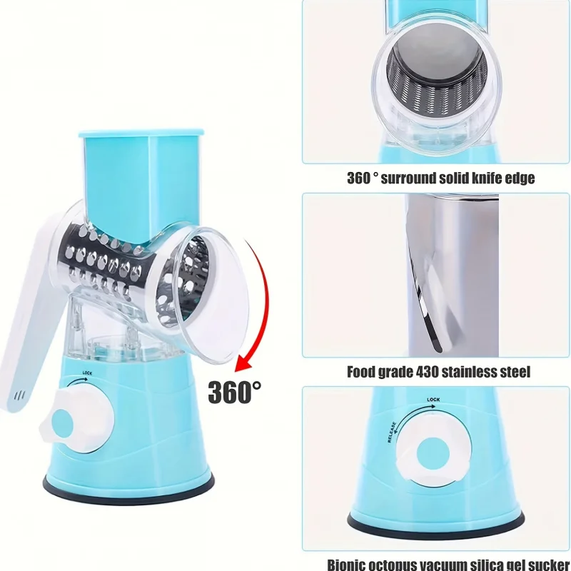 3 blade new kitchen multifunctional storm rotating cheese, vegetables and fruits cutting, shredding and shredding hand tools