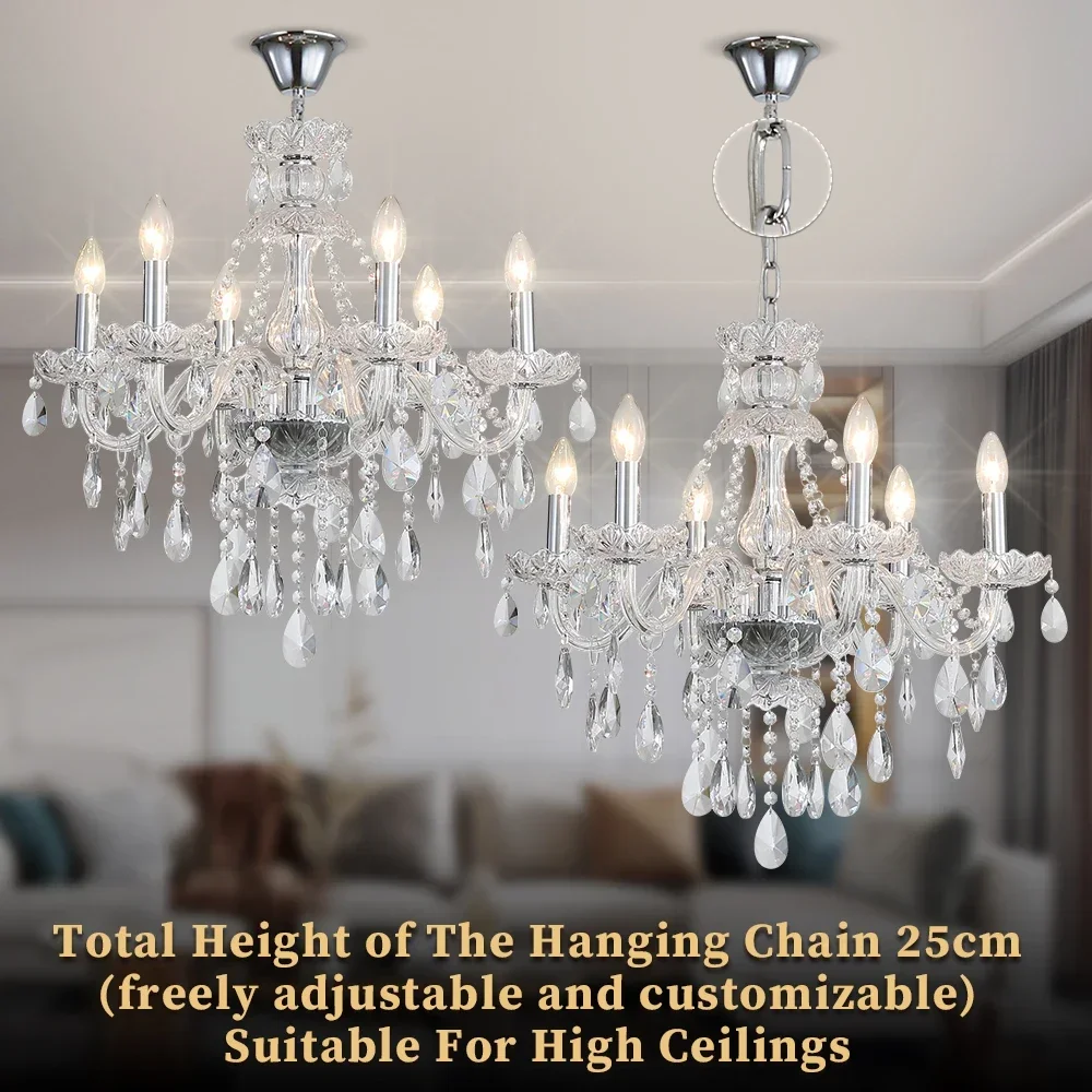 Chrome Crystal Candle Chandelier For Wedding Bedroom Dining Living Room Silver Crystal Ceiling Hanging Chandeliers