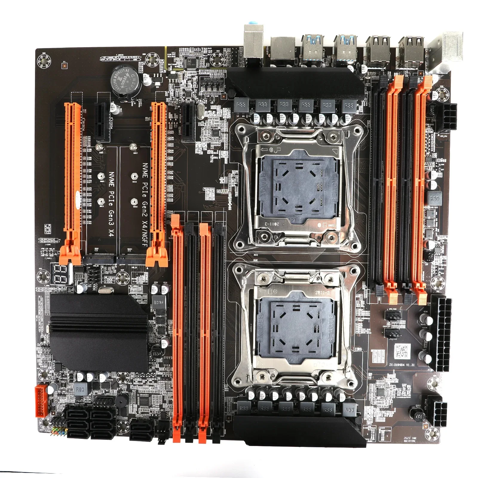 X99 Dual CPU Motherboard, ZX-DU99D4X8, V1.1 Slot, Intel X99 Chip, Supports LGA 2011 and LGA 2011-3 CPUs, DDR4 RAM