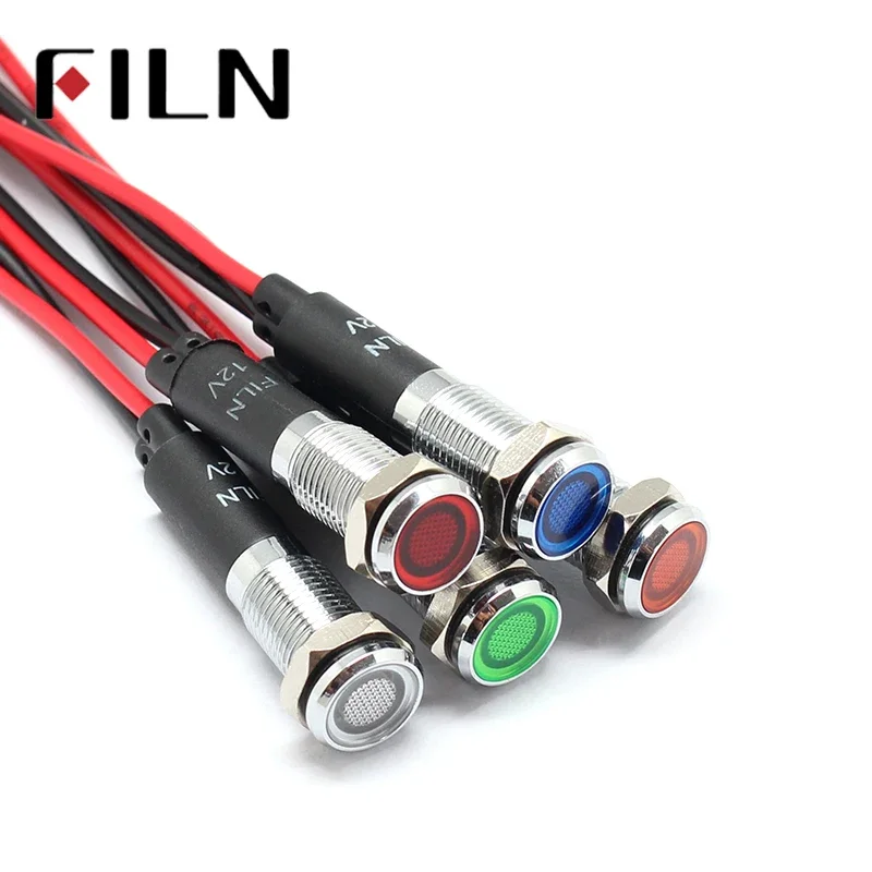 8mm 12v 24V 110V 220V Fém ledes Hajókalauz Ablaktábla Gondolatjel Jeladás Csengőtábla Előzetes értesítés ligh 20cm Kábel Króm Abszolvál autó Csónak Tengerészet