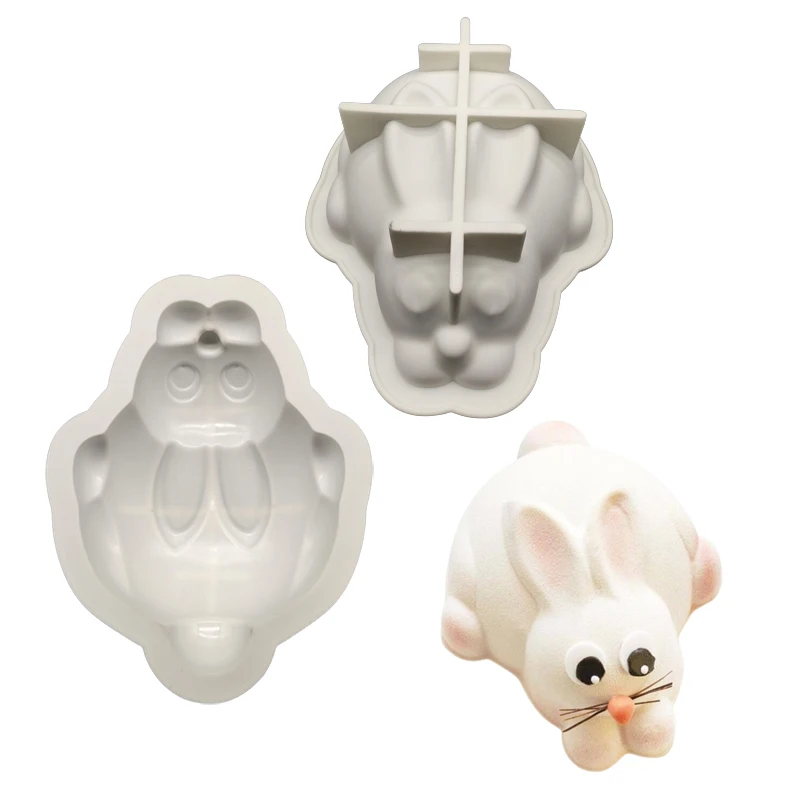 Easter Bunny Cake Molds Breakable Surprise Chocolate Moulds 3D Rabbit Silicone Bakeware for Baking Easter Day Party Cake Dessert
