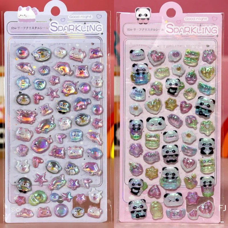 [Yu] 1/3/6 pçs dos desenhos animados 3d colorido alívio adesivo diy portátil scrapbook caso de telefone notebook decoração decalques animais presente