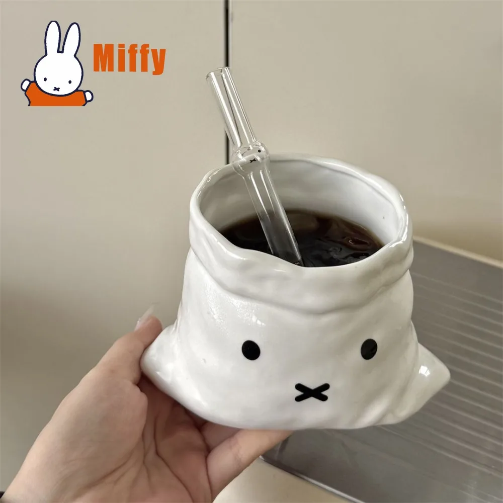 Kawaii Miffy 500ML Creative Bag Shape Design Ceramic Mug Cute Rabbit Large Capacity Handheld Iced Drink Office Desk Girl Gift view 4