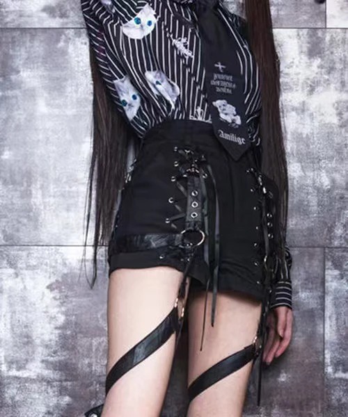 Japanese Rojita Style Mine Series Tie Strap Shorts Detachable Belt Leg Ring Two-dimensional Lolita Sexy Short Pants For Women
