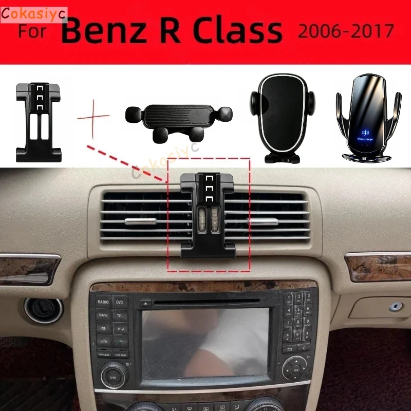 Für Mercedes Benz R-Klasse W251 2006-2017 Auto-Handyhalterung Starke Spezielle Fixierte Halterungsbasis Kabelloses Laden Auto-Zubehör