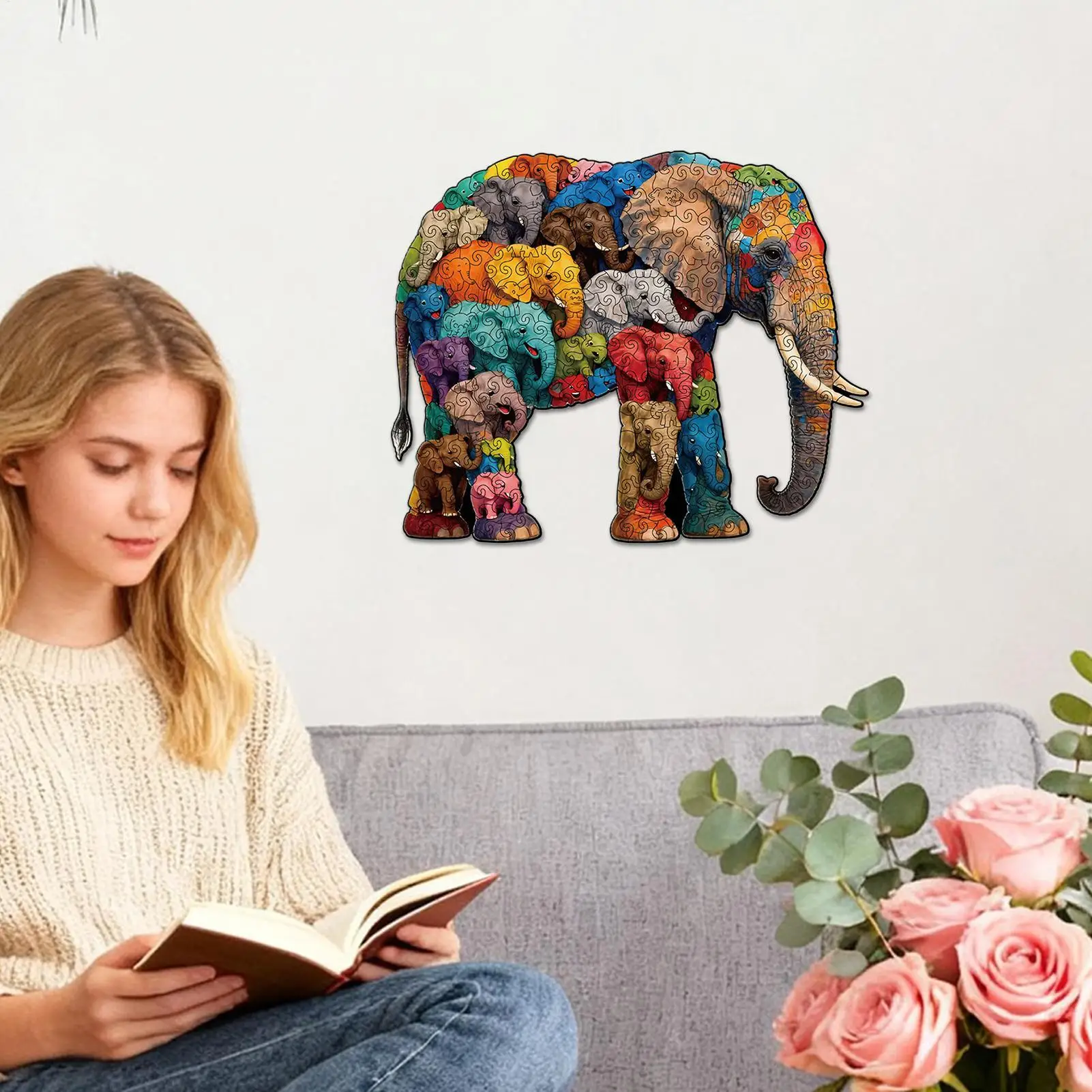 Wooden Puzzle Animal Shaped Challenging Game Elephant Wooden Puzzles For Adults For Kids Family Home School Office Party