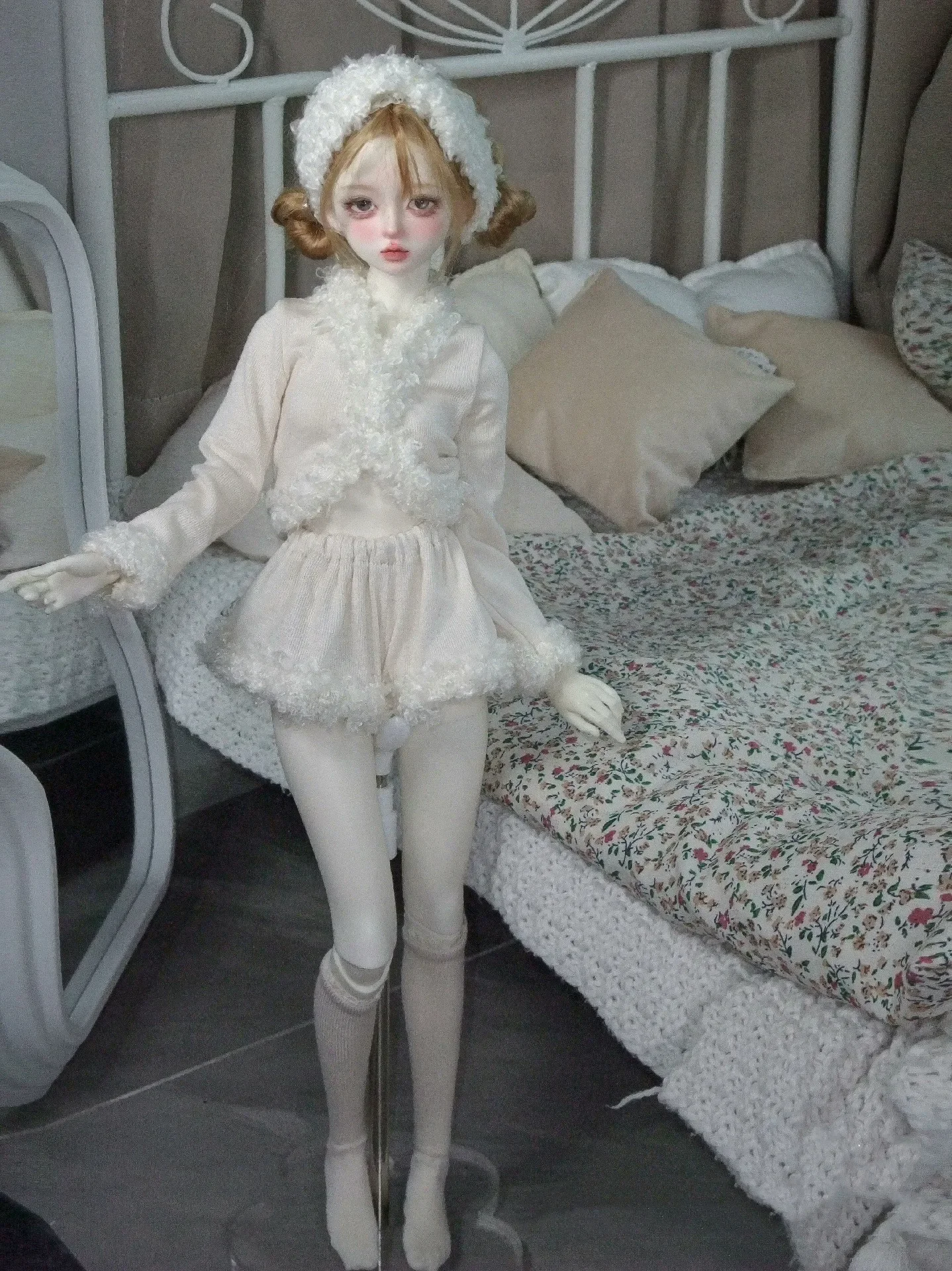 Moda 1/3 1/4 Vestiti per bambole BJD, top, pantaloncini, calzini, fascia per capelli