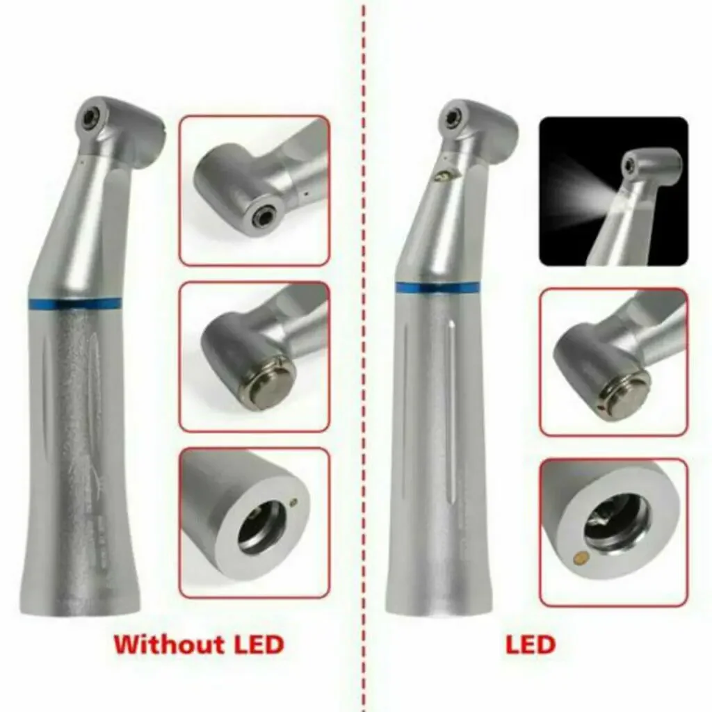 3 Types Dental (LED Fiber Optic) Low Speed Contra Angle Handpiece Inner Water Spray Blue Ring Turbine Fit NSK/Kavo