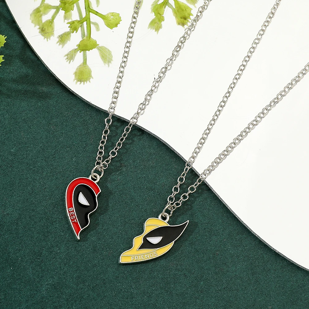 Modische Deadpool & Wolverine Herz-Spleiß-Halskette - Avengers-Themen Freundschaftsschmuck Personalisiertes Geschenk für Freunde – Detail 3