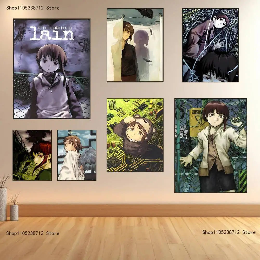 Anime S-Serial E-Experiments Lains Soft Poster Print Wall Art Picture Painting Gift Living Room Restaurant Bar Large Dec Sticker