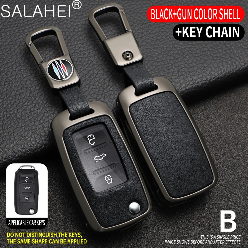 

Alloy Leather Car Smart Key Cover Case Protector Shell Fob For Volkswagen VW Tiguan Polo Golf MK5 6 Passat Lavida Auto Accessory
