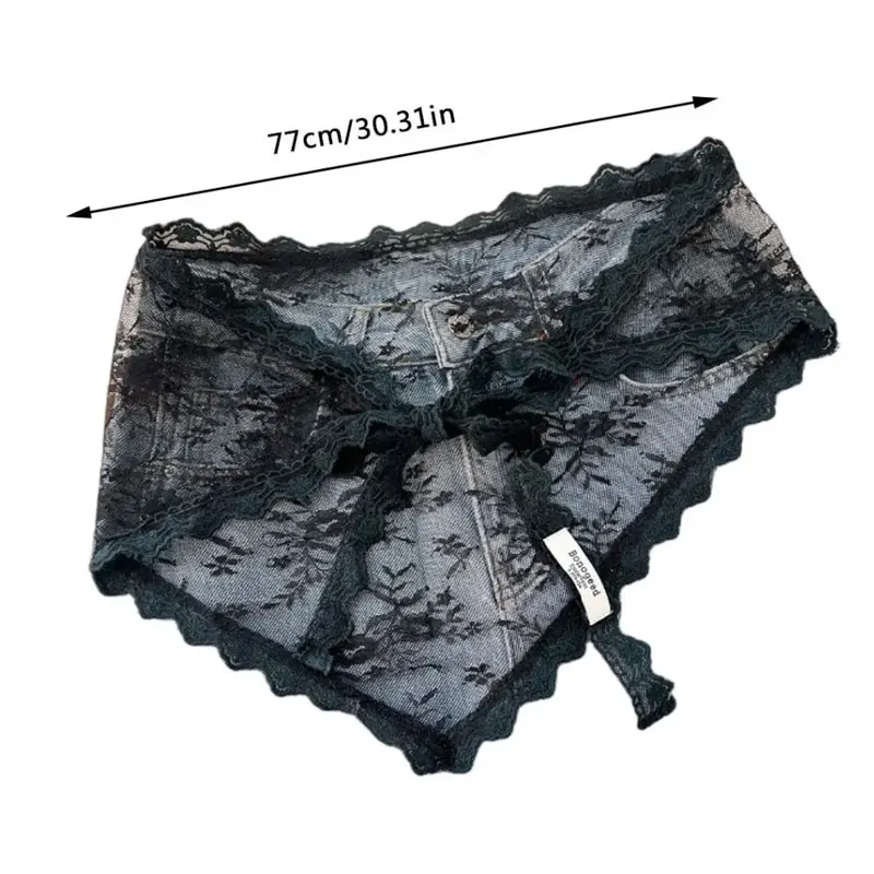 Coleteros de encaje, bandas elásticas para el cabello, coleteros, falda envolvente con cordones, pantalones a juego, falda envolvente Y2k apilada para chica picante