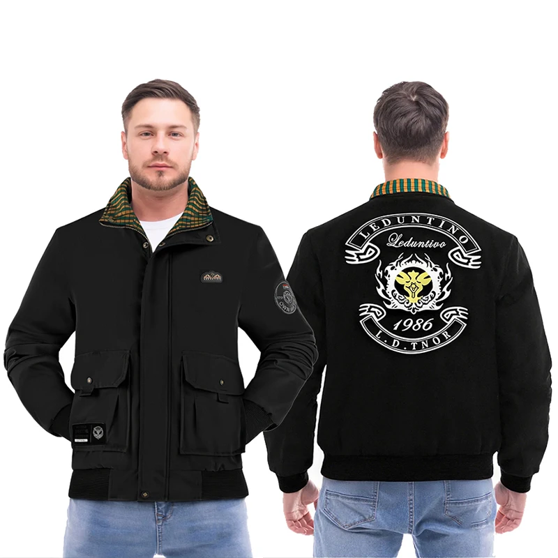 

Spring And Autumn Fashion Trend Retro With Badge Design Men's Coat Casual Big Pocket Cargo Jacket Classic Solid Color Men's Wear