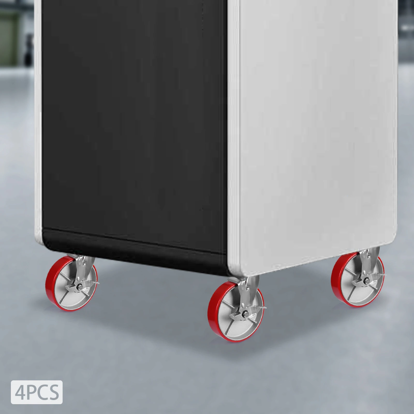 

4pcs Iron PU 20cm Heavy Industrial Caster 8 Inch with Disc Brake Bearing Capacity Is 925.94 Lbs/piece Universal Brake Wheel