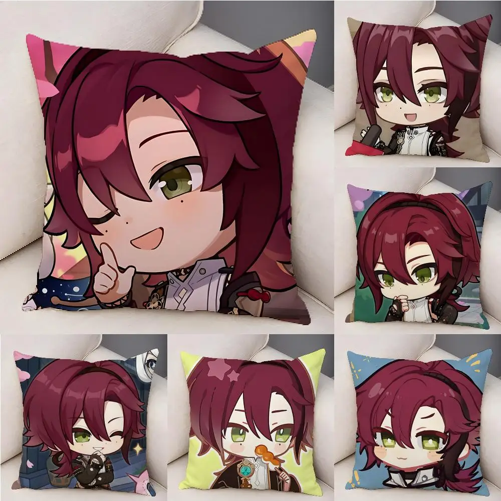 

Shikanoin Heizou Cute Genshin Cushion Cover Natural Linen Organic Fabric Double-Sided Printing Breathable For Decor