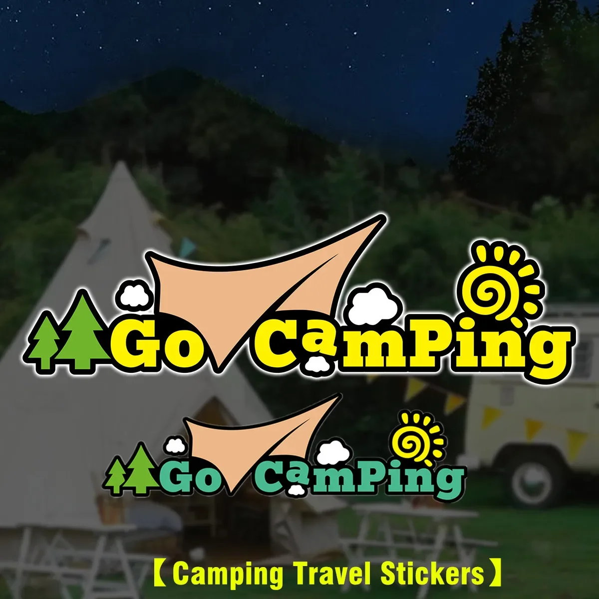 Camping Travel Stickers Trailer Die-Cut Vinyl Tent Decal Car Body Bumper Rear Window Laptop Waterproof Decoration New Style 2024