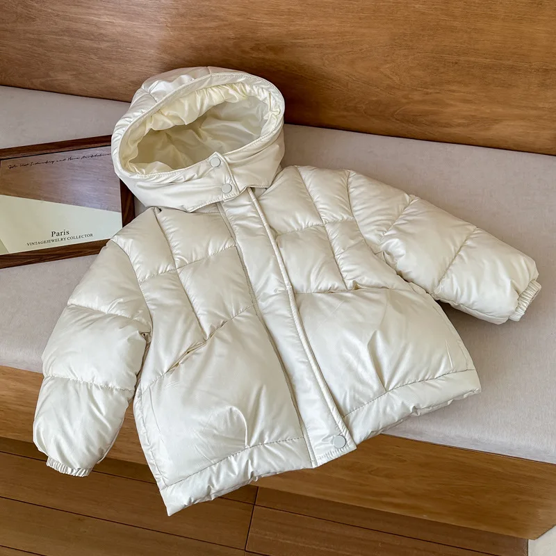 

Новинка 2023 года, зимние детские теплые утепленные парки, однотонная куртка с длинными рукавами и карманами, куртка с капюшоном для маленьких мальчиков и девочек, свободная пуховая верхняя одежда