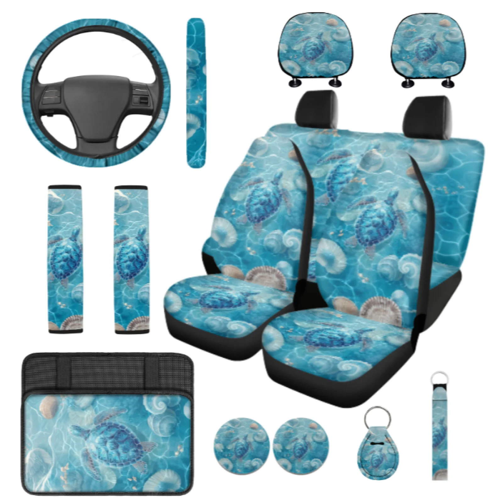 Coloranimal Turtle 14 Pack Auto Seat Covers Elastic Comfortable Automobile Seat Covers Suitable for Cars Hunting