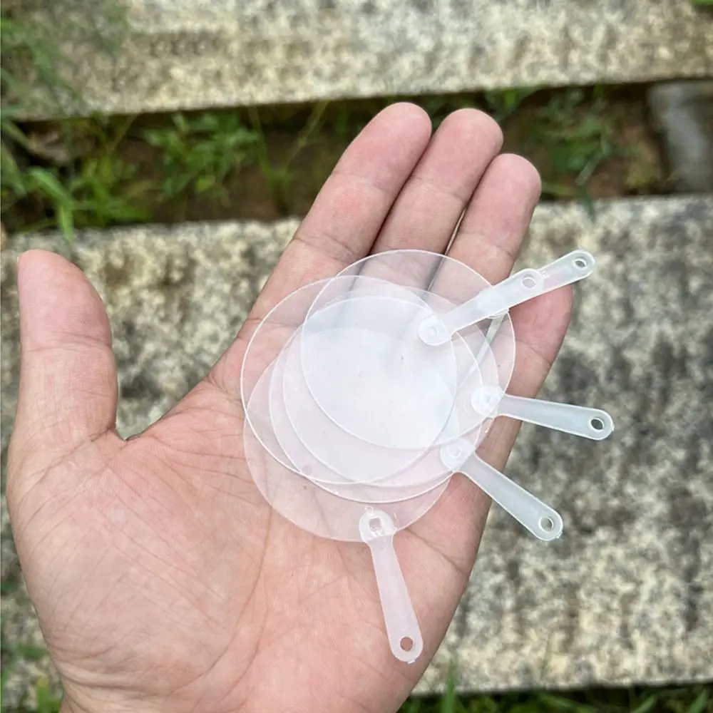 

50Pcs Handmade Acrylic Mini Transparent Fan Round/Flower/Heart Shaped DIY Blank Fan Children's Art Fan Kindergarten