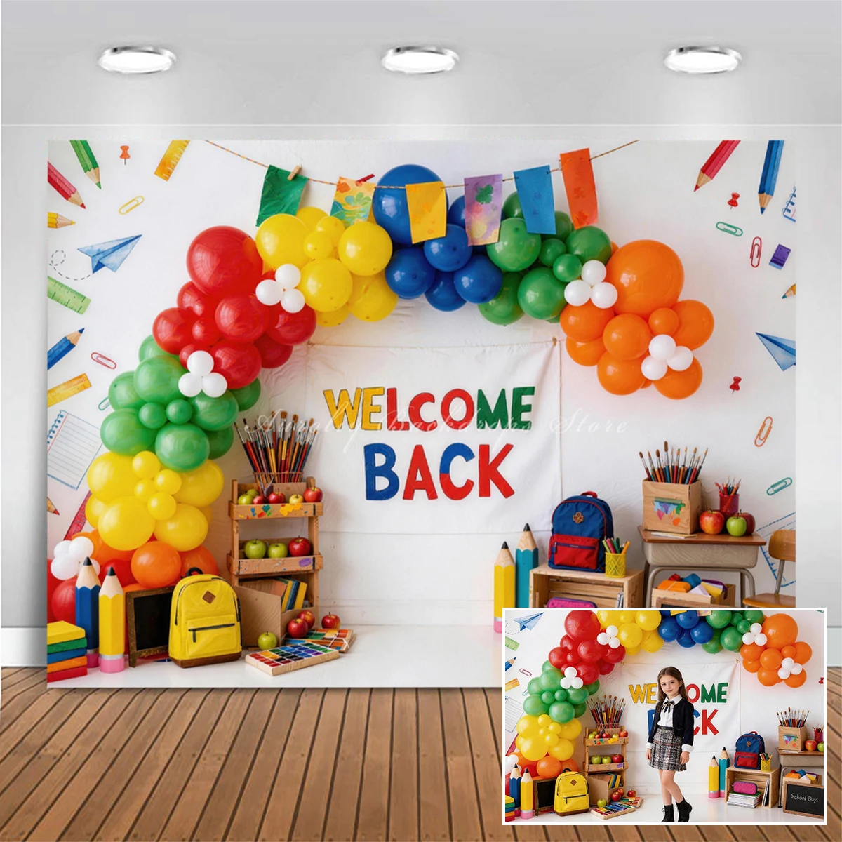 Back-To-School Season Backdrops Cake Smash Child Baby Photo Props Adult Kids Balloon Decors Photography Studio Backgrounds