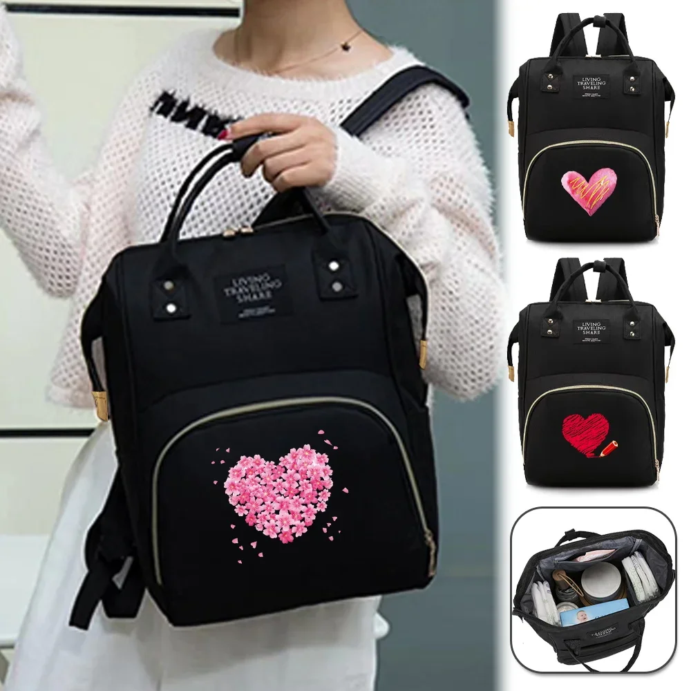 Mommy Bag Lightweight Diaper Bags Portable Large-capacity Travel Maternity Backpack Female Mommy Outting Bag Love Patter
