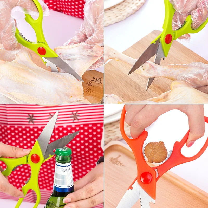 Stainless Steel Multi-function Kitchen Scissors Can Clip Walnuts and Cut Chicken Bone Barbecue Scissors Kitchen Accessories