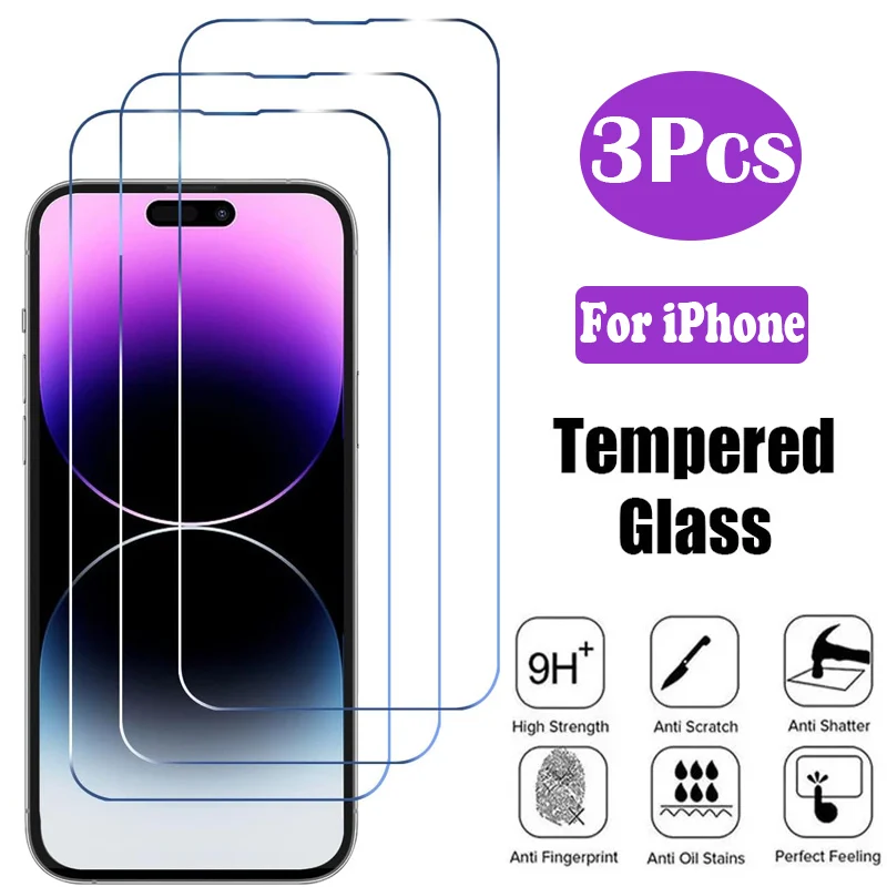 

3 шт. закаленное стекло 11 Pro 15 14 Plus 13 12 Mini Защита экрана для IPhone X XR XS Max