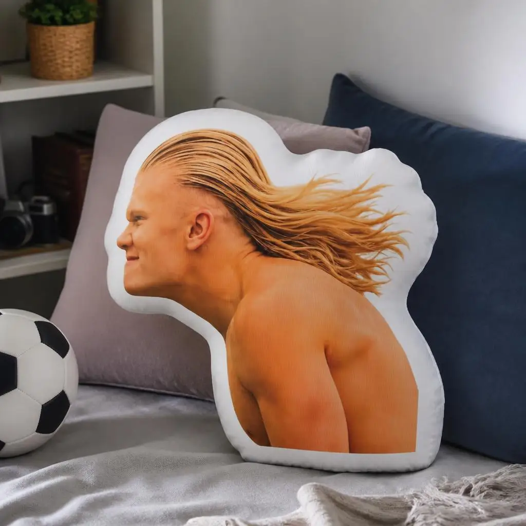 Erling Haaland Shaped Pillow Soccer Player Cushion Football Throw Pillow Stuffed Sofa Home Decor Gift for Sports Fans