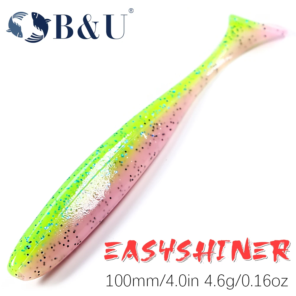 

B&U-Shad Worm Fishing Soft Lure, Big Silicone Bait, T Tail, Easy Shiner, Wobbler, Swimbait, Trout, Pike, Bass, Winter, 100mm