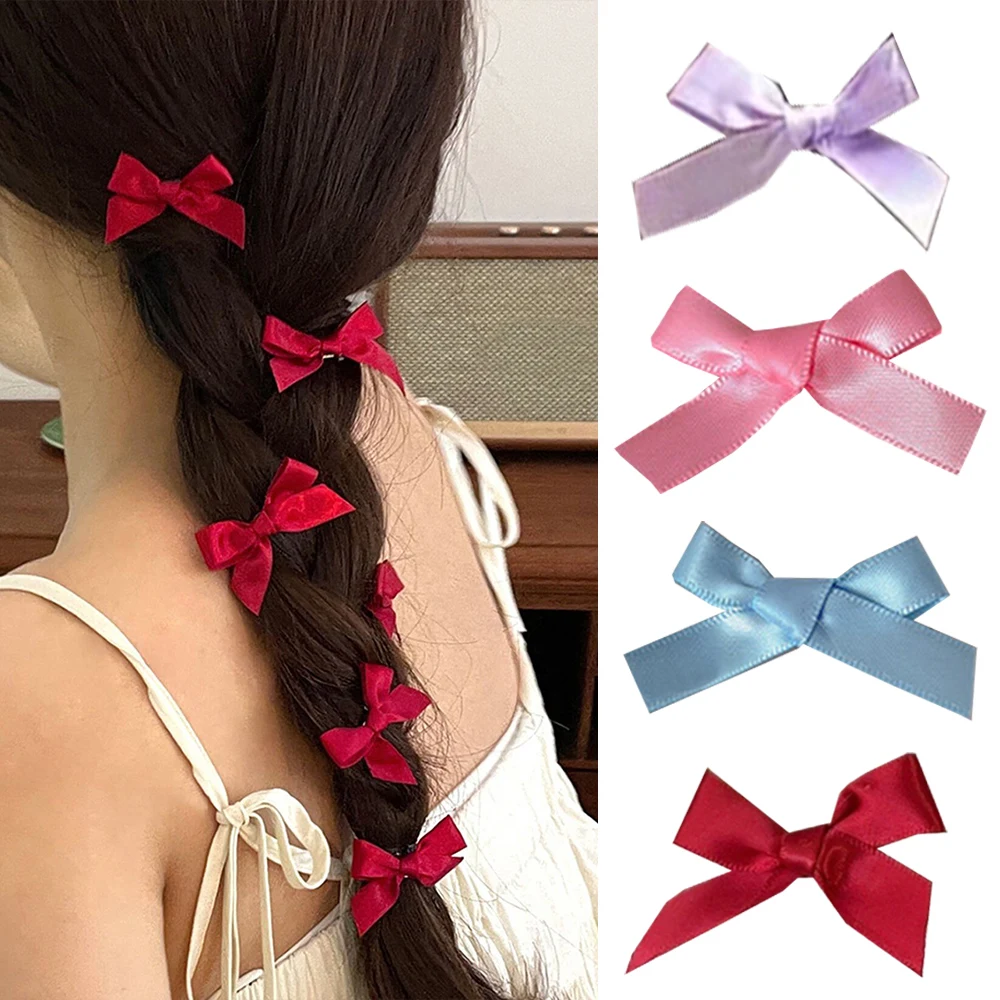 1PC Sweet Girls Bow Mini Bows Metal Hairpin Hair Clips Headwear Barrettes Handmade Ribbon Bowknot Kids Fashion Hair Accessories