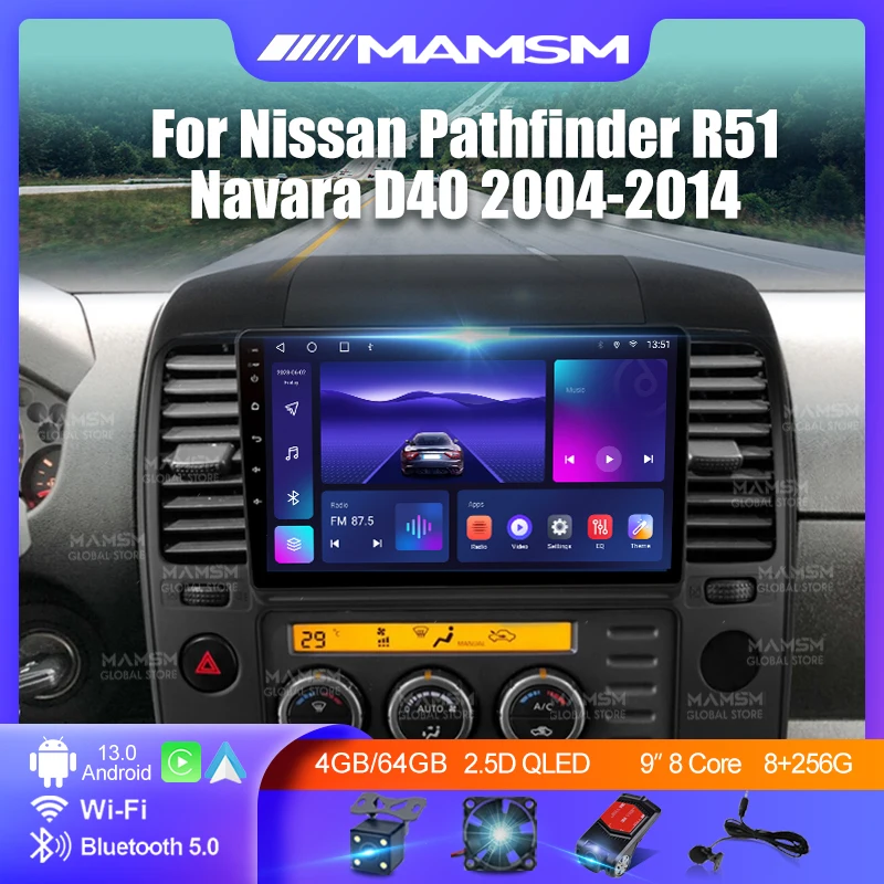 Android 14 Carplay Car Radio Multimedia Player For Nissan Pathfinder R51 Navara D40 2004 - 2014 Autoradio GPS Stereo Head Unit