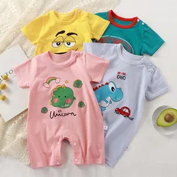 Summer New Baby Romper Printed Cartoon Fashion Newborn Jumpsuit Toddler Short Sleeve Climbing Clothes Boys Girls Onesie Pajamas