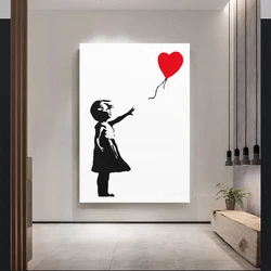 Banksy Graffiti Art Canvas Painting Girl Balloon Abstract Posters and Prints Wall Art Pictures for Office Living Room Home Decor