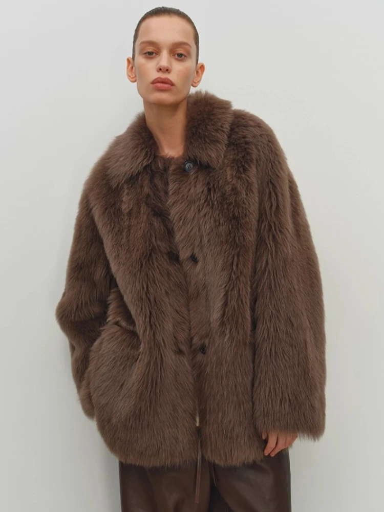 

High-end Luxury Toscana Lamb Fur Shearling Jackets for Women 2025 New Simple Classic Loose Winter Genuine Leather Real Fur Coat