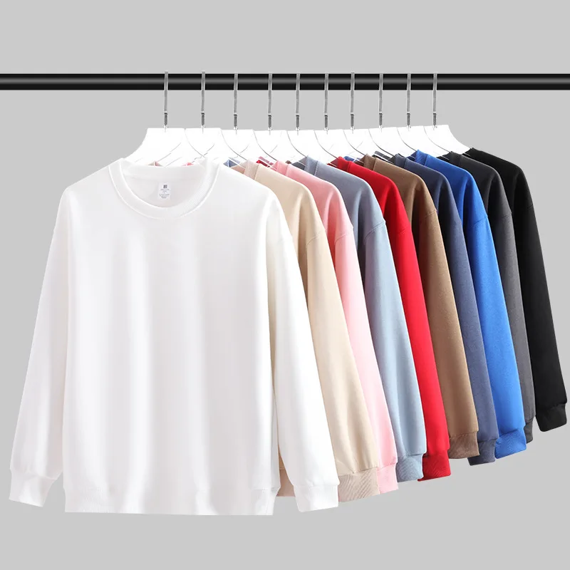 

Custom Autumn Winter Heavyweight 300G Imitation Cotton Crew Neck Pullover Sweatshirt Men Solid Color Loos