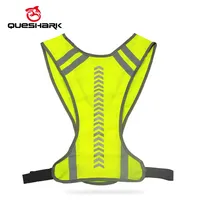 Queshark Fluorescent Green Reflective Cycling Vest Adjustable Safety Jacket Elastic Waistband Night Running Bike Visible Coat