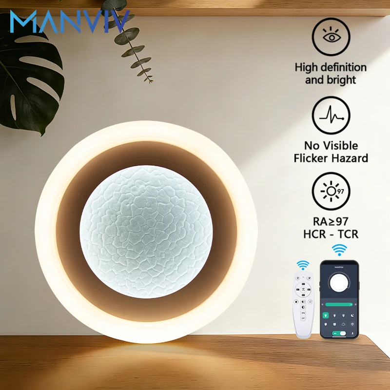 

Smart LED Ceiling Light 75W Remote Control APP Dimming Round Ceiling Lamp High Brightness Flicker Free for Living Room Bedroom