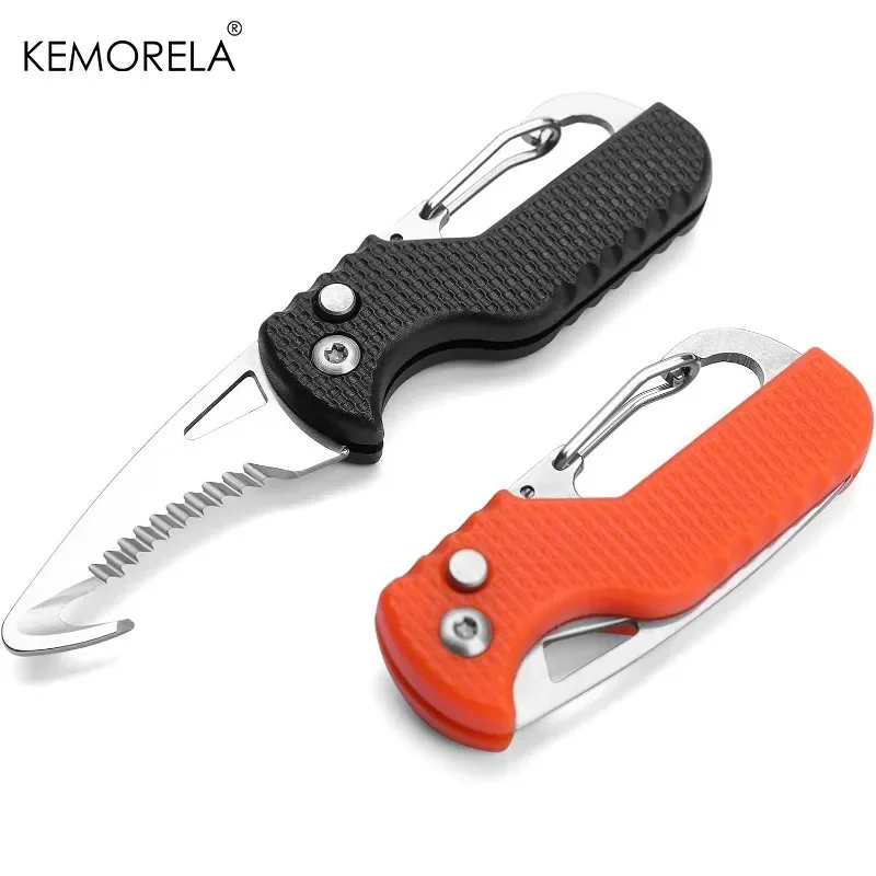 1PCS Portable Multifunctional Tool Knife FoldableSerrated Sharp Express Parcel Knife KeychainWith Hook Cut Rope Survival Tool
