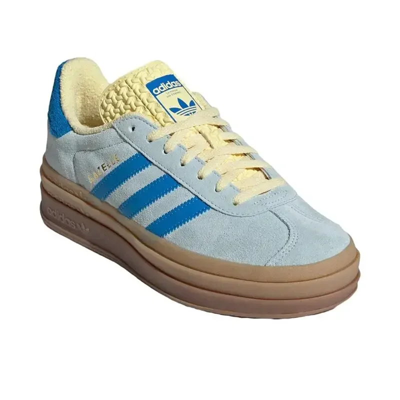 أديداس أوريجينالز غزال جريئة عدم الانزلاق الارتفاع زيادة النساء أحذية التزلج أحذية رياضية كاجوال أزرق أصفر IE0430